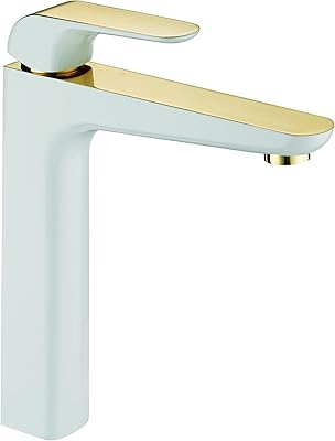Mitigeur monocommande de lavabo haut elite avec bonde mécanique - or blanc