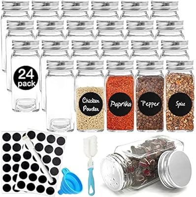 Bocaux à épices en verre hgb viso 24 pièces récipients carrés vides