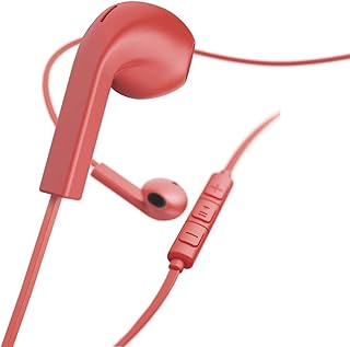 Écouteurs intra-auriculaires hama advance 184040 avec écouteurs, microphones et câble plat, rouge