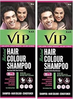 Shampooing colorant pour cheveux vip (paquet de 2, noir) - 180 ml