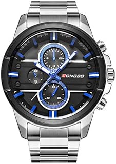 Montre analogique pour homme (cadran noir et bracelet argenté), bracelet. Diaytar Sénégal : Qualité garantie, prix imbattables, livraison rapide