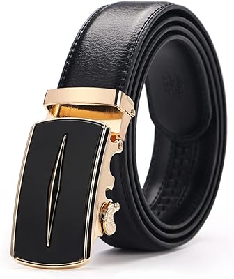Ceinture en cuir pujane pour hommes, ceinture habillée à cliquet avec boucle automatique