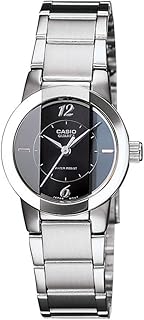 Montre analogique casio enticer pour homme, cadran noir et bracelet en acier inoxydable