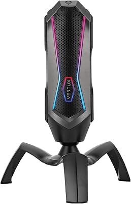 Microphone de jeu cardioïde vertox avec effets rvb anti-vibration et antichoc