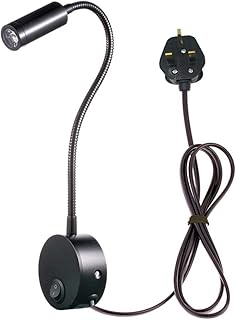Lampe de lecture led flexible murale wevonlu 3w avec prise et interrupteur