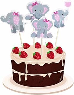 Amater 48 pièces de décorations de cupcakes en forme d'éléphant double face