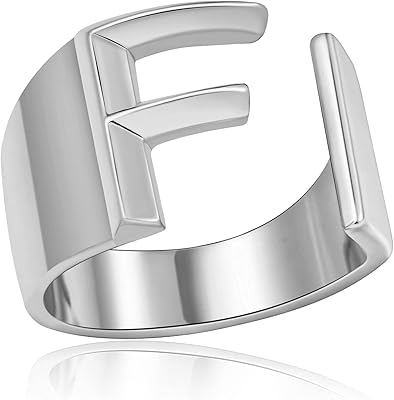 Bagues initiales en or pour femmes, bague avec lettres en or, grosses bagues
