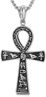 Collier croix ankh, pendentif clé de vie avec signe hiéroglyphique égyptien, pendentif en acier inoxydable, sans pierres précieuses, acier inoxydable, sans pierres précieuses. Diaytar : L'e-commerce accessible à tous les Sénégalais