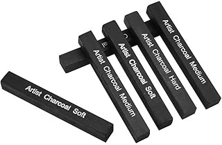 6 pièces crayons de dessin compacts professionnels au charbon de bois, ensemble d'outils