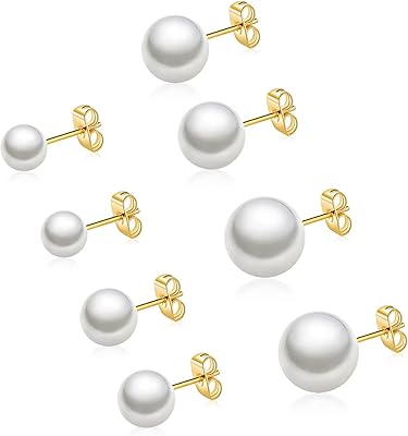 Boucles d'oreilles en perles pour femmes, ensemble de boucles d'oreilles en perles plaquées