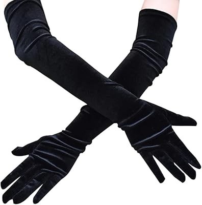 Gants longs en velours au coude, gants d'opéra des années 20, gants