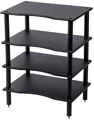 Support/étagères audio monolith à 4 niveaux - noir | rangement extérieur, conception modulaire