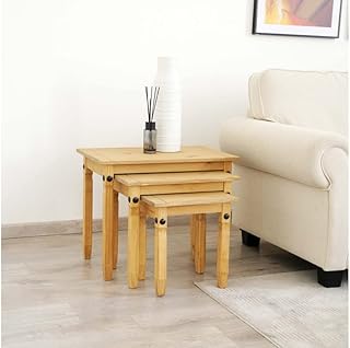 Ensemble de table en bois massif 3 pièces ban emirates roland - naturel