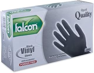Gants falcon - 100 pièces sans poudre, noirs - l