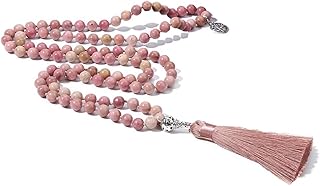 Collier de perles mala 108 semi-précieuses collier de médailles 108 japa fait à