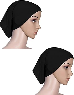 Écharpe hijab extensible pour femme (noir, lot de 2)
