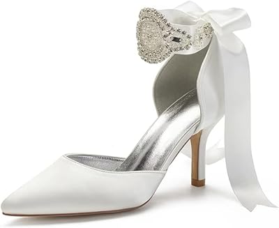Escarpins compensés à bout pointu pour mariée, chaussures formelles pour femmes pour occasions