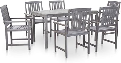 Ensemble de salle à manger d'extérieur en bois d'acacia massif 7 pièces vedaxl