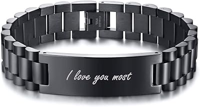 Pj jewelry love quote i love you more bracelet de couple en acier