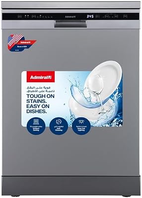 Lave-vaisselle posé admiral, 13 places, 6 programmes de lavage, argent (garantie 1 an)