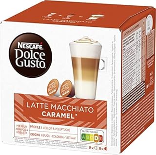 Capsules de café nescafé dolce gusto caramel latte macchiato (16 capsules, 8 tasses)