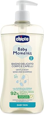 Chicco baby moments gel douche et shampoing doux pour la peau dès la naissance,