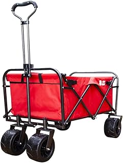Wagon utilitaire pliant extérieur robuste berry 80 kg (rouge) | wagon de plage