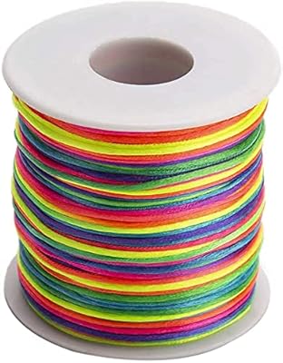 Cordon de garniture en nylon satiné, 100 m de fil de perles élastique