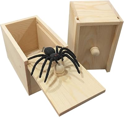 Boîte de farces en caoutchouc barnix spider, boîte surprise en bois faite à