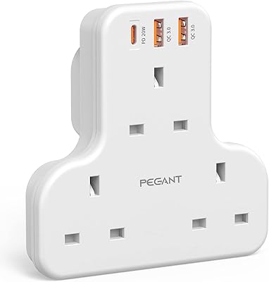 Adaptateur d'alimentation d'extension multiprise begant avec 2 ports usb et charge rapide usb-c