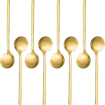 Ensemble de 8 cuillères à expresso en acier inoxydable plaqué or ensemble