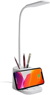 Lampe de bureau led avec chargeur sans fil, lampe de bureau avec porte-stylo