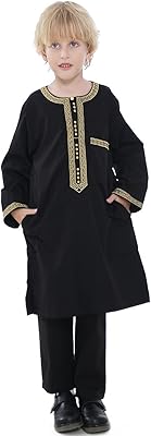 Caftan arabe islamique thobe à manches longues et col rond sans col