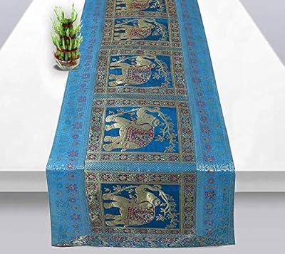 Nappe en soie au design rectangulaire indien authentique vendeur en ligne 60x16" couleur