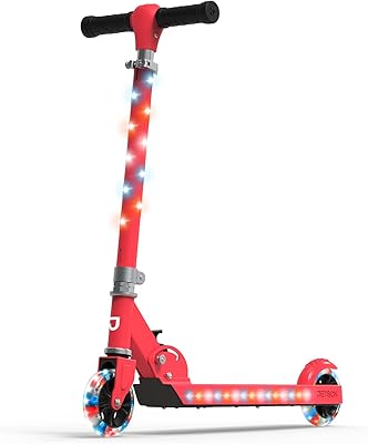 Trottinette jupiter pour enfants, trottinette à lumière led, guidon réglable, frein arrière, conception