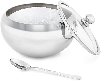 Bol à sucre en verre avec couvercle transparent et cuillère, peut contenir deux tasses de sucre. Le discount haut de gamme, c'est possible avec Diaytar