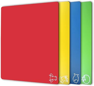 Tapis de planche à découper en plastique flexible coloré avec icônes
