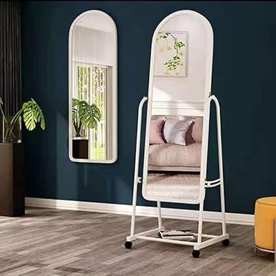 Miroir décoratif sur pied ecv avec cadre en métal, miroir complet (blanc)