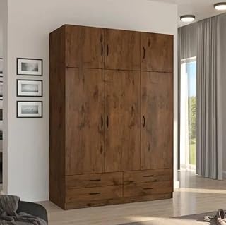 Armoire isolée en bois stefania avec 3 portes en mdf, avec un design simple et élégant et un grand espace de rangement pour les essentiels de votre chambre (marron). Diaytar Sénégal : L'e-commerce qui vous ressemble