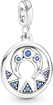 Pendentif en argent sterling avec un médaillon en forme de lune bleue