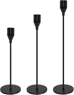 Bougeoirs noirs lot de 3 bougies coniques pour décorations de dîner de mariage