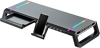 Support de moniteur d'ordinateur de jeu rvb avec 4 bases de chargement usb