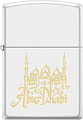 Briquet zippo classic 214 mp401081 adhabi sheikh zayed grand musk coupe-vent, argent/blanc