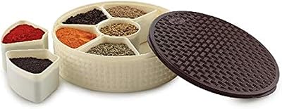 Boîte de rangement masala en plastique neutre avec cuillère