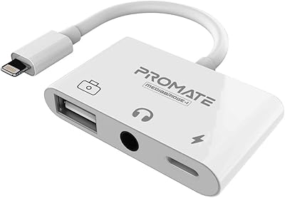 Adaptateur promate 3 en 1 lightning vers prise audio casque 3,5 mm, câble