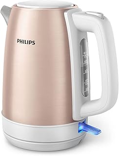 Bouilloire philips en acier inoxydable, collection daily, or rose/blanc hd9350/96