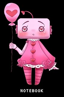 Cahier de notes de saint valentin avec ballon en forme de robot animé