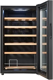 Réfrigérateur refroidisseur à vin 18 bouteilles commande tactile externe étagères en bois porte