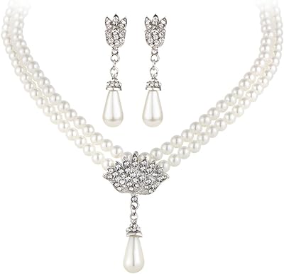 Ensemble de colliers de perles shining diva fashion pour femmes, ensemble de bijoux de style traditionnel (blanc) (9583s), perle, perle. Diaytar : Faites des achats intelligents en quelques clics
