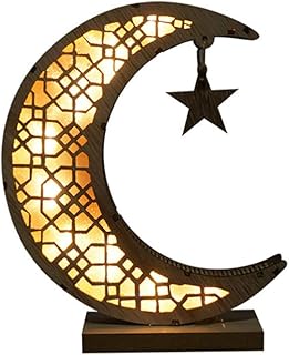 Goodrun décorations en bois en forme de lune pour le ramadan et l'aïd